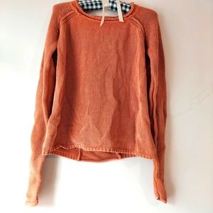 GILDED INTENT Sweater, open cut-out back, faded burnt orange, Small